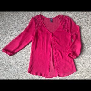 5/$20 DEAL! Hot Pink Lace Blouse